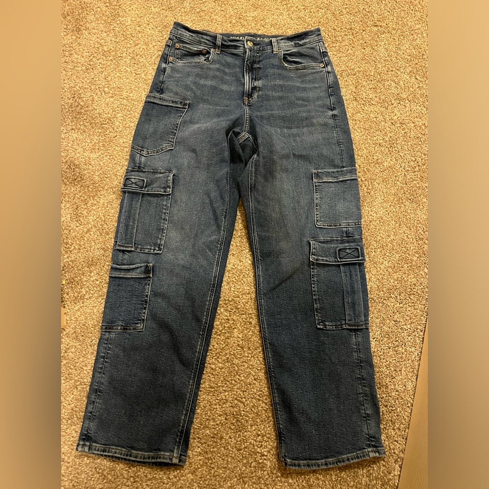 American Eagle Super High Rise Baggy Straigh Women Jeans Size 10